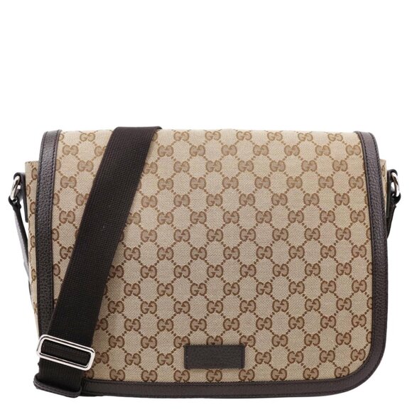 Gucci  GG Flap Large Monogram Canvas Messenger Bag Beige 449171 - Picture 1 of 16